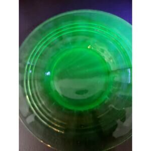VTG (5) Green Depression Uranium Glass Dessert Plates Different Patterns